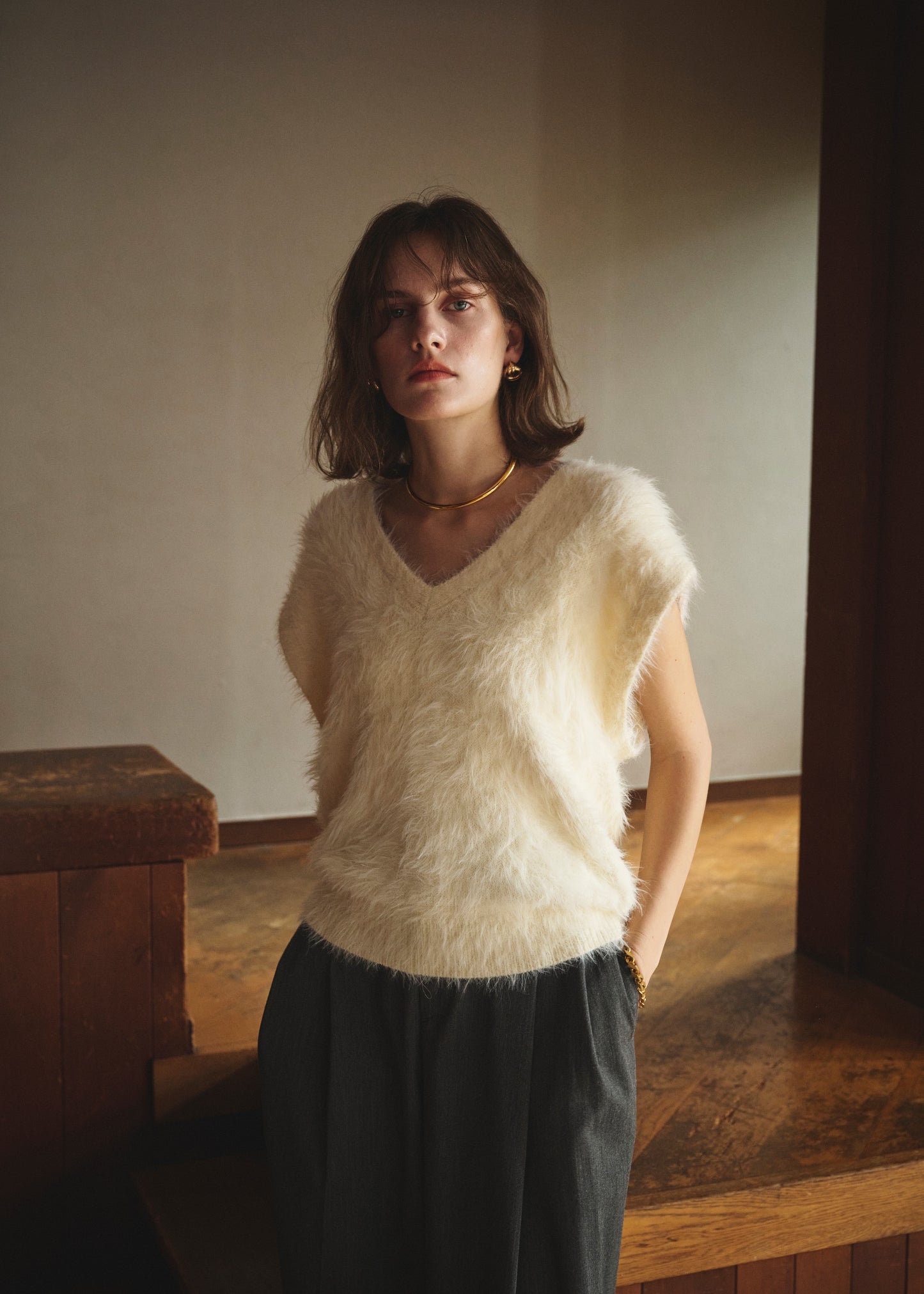 Feather V-Neck Vest