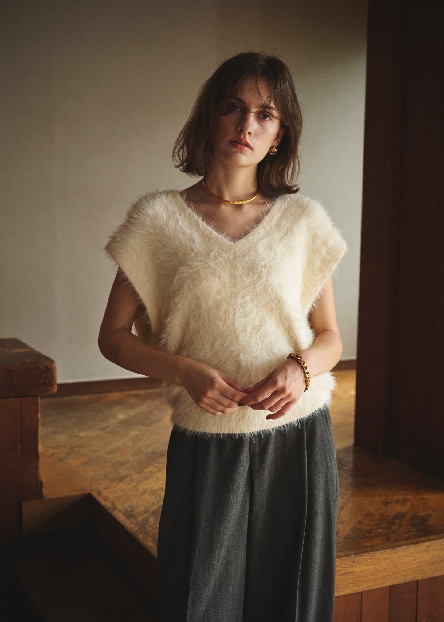 Feather V-Neck Vest
