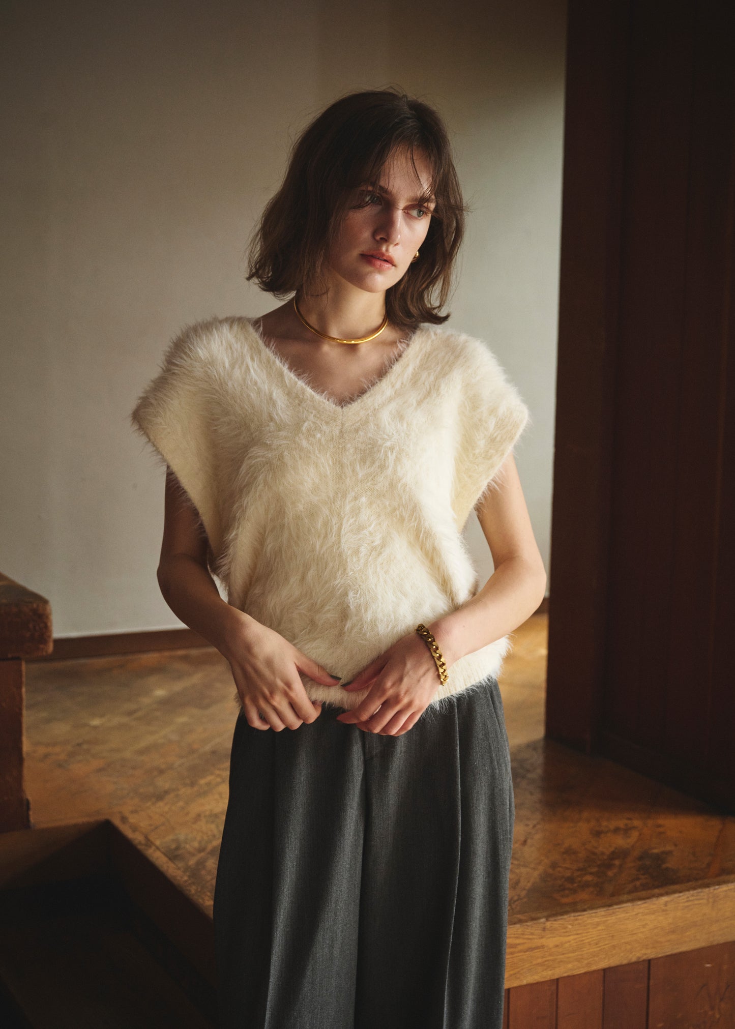 Feather V-Neck Vest