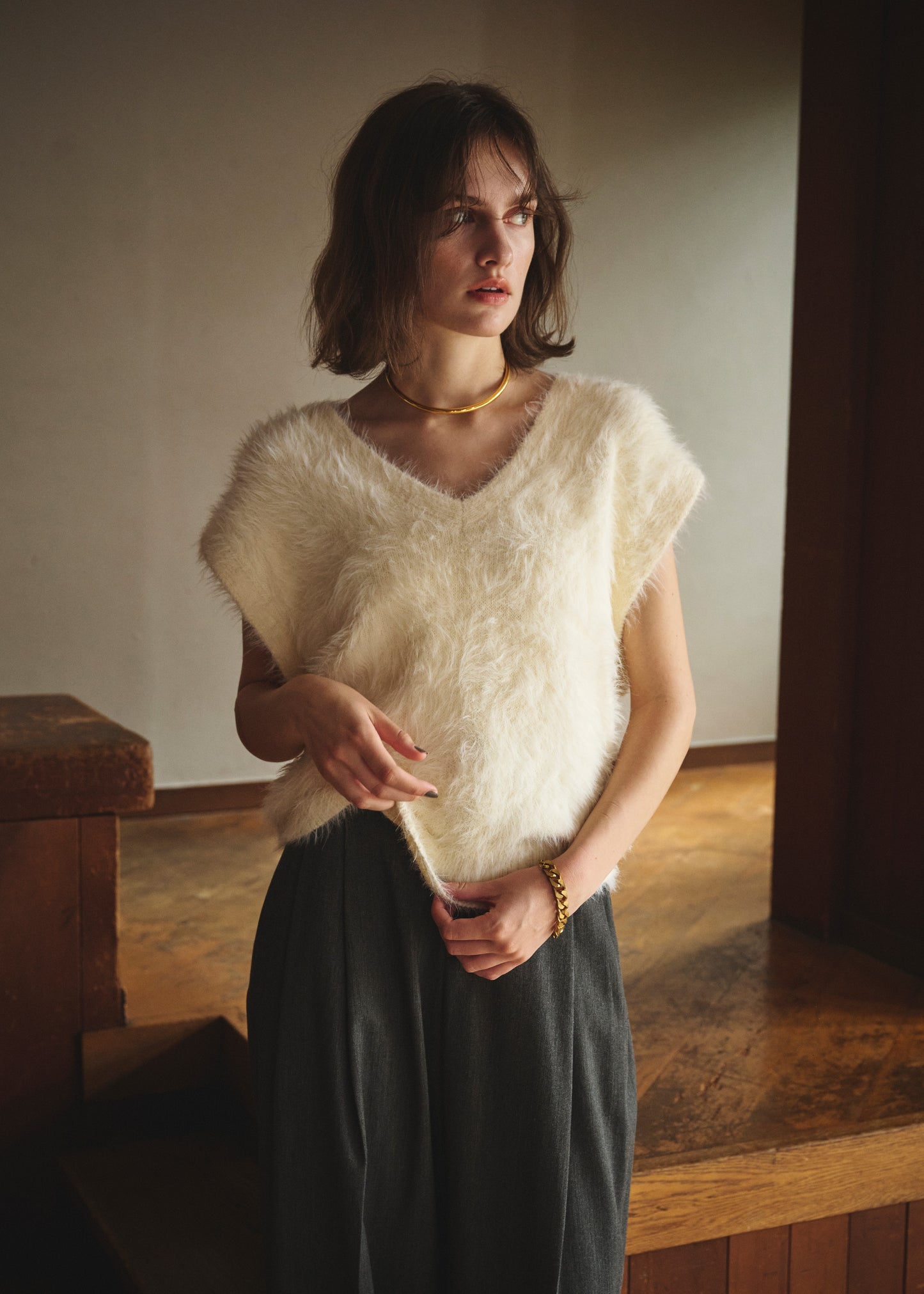 Feather V-Neck Vest
