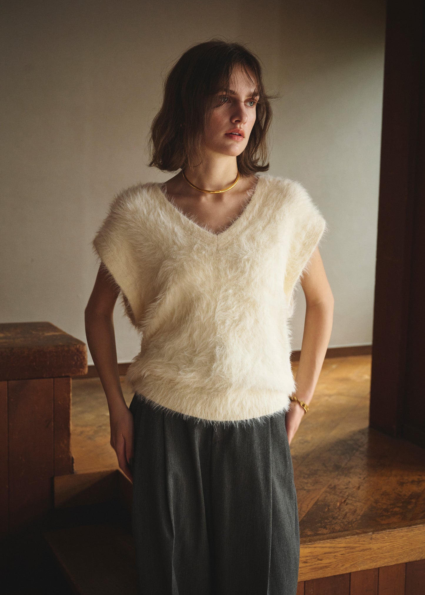 Feather V-Neck Vest