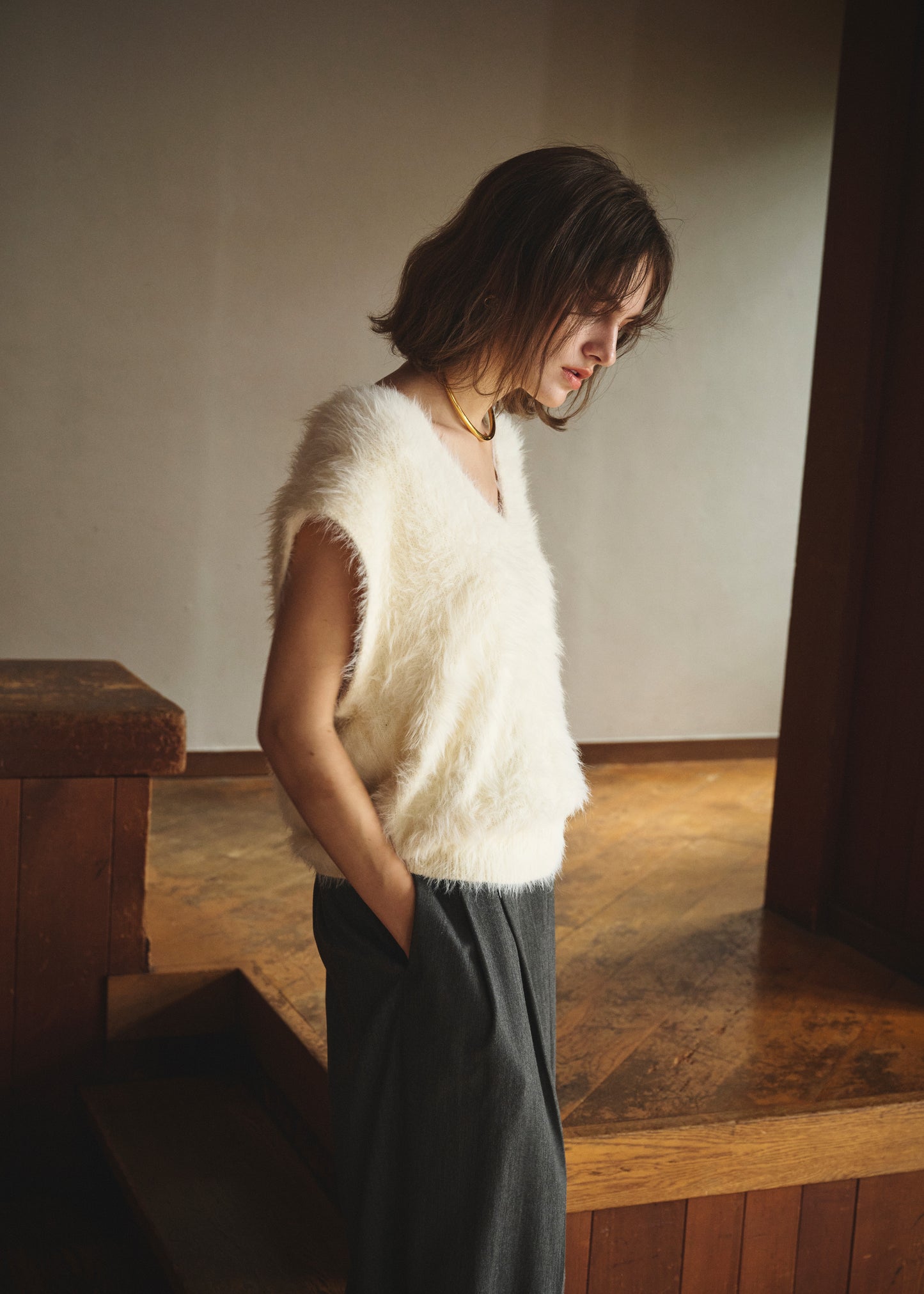 Feather V-Neck Vest