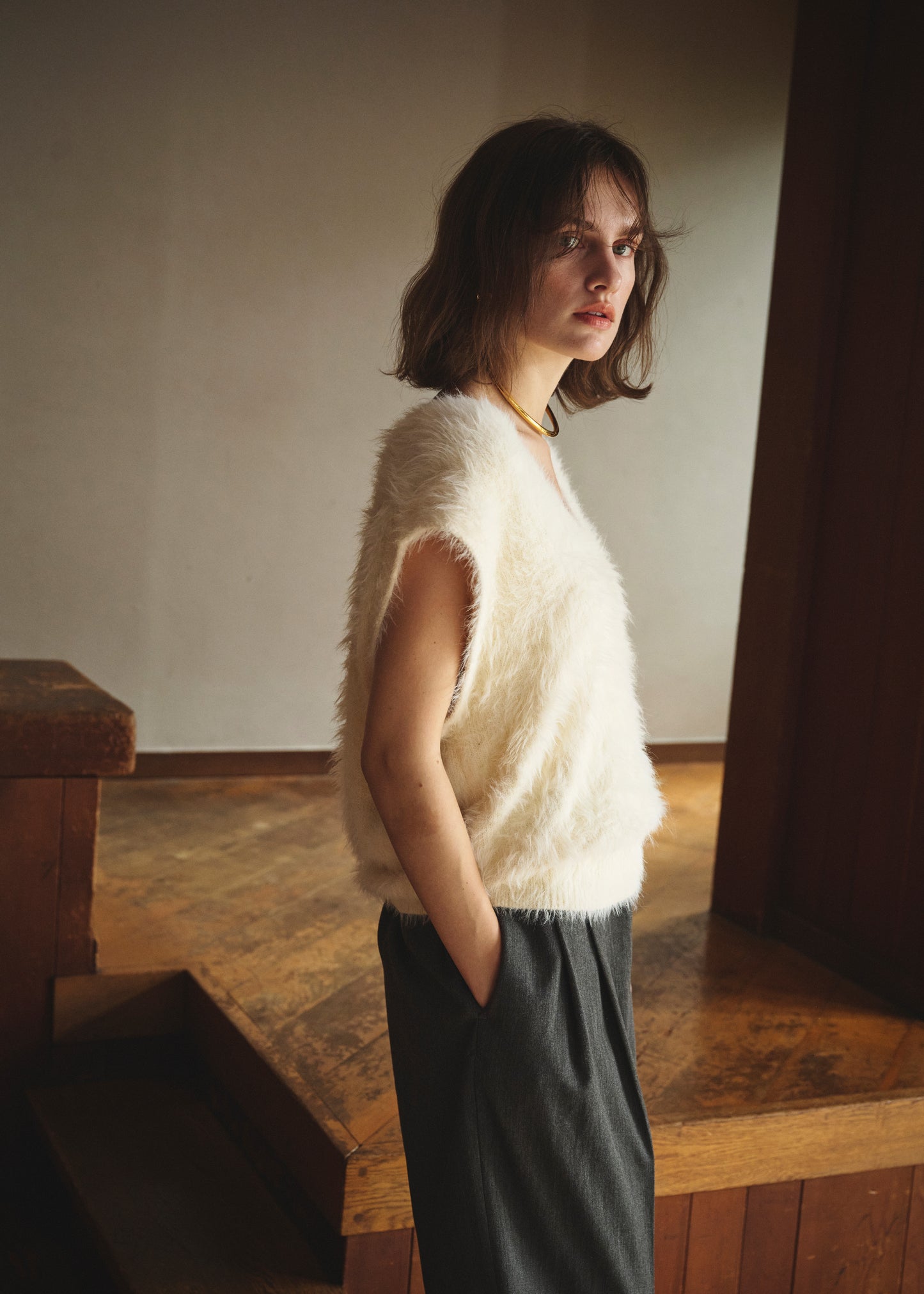 Feather V-Neck Vest