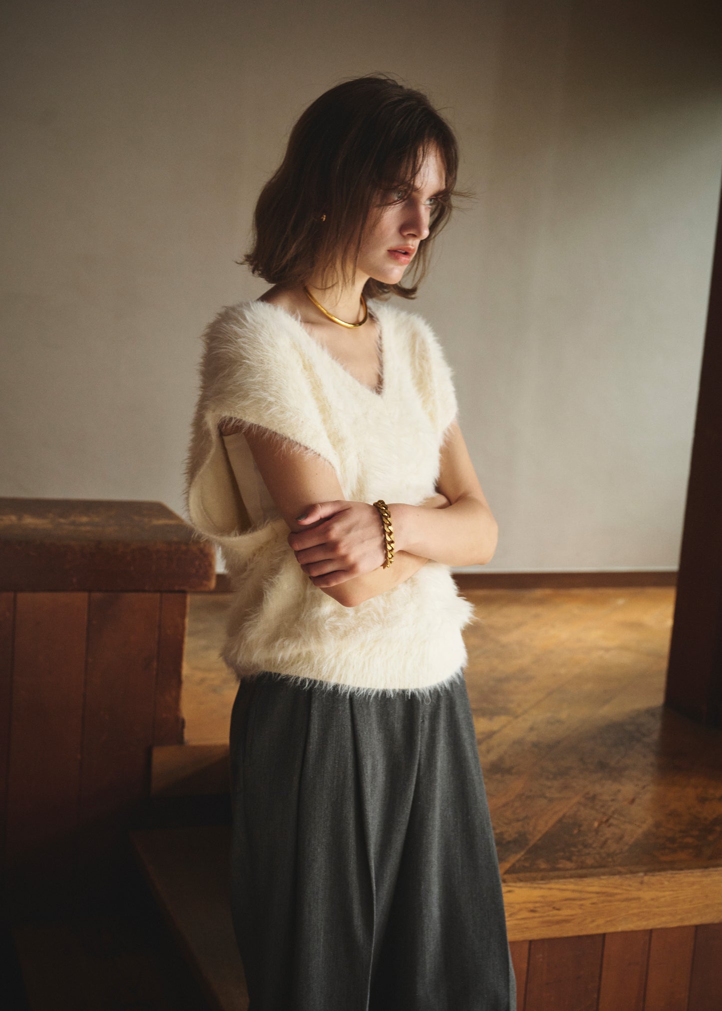 Feather V-Neck Vest