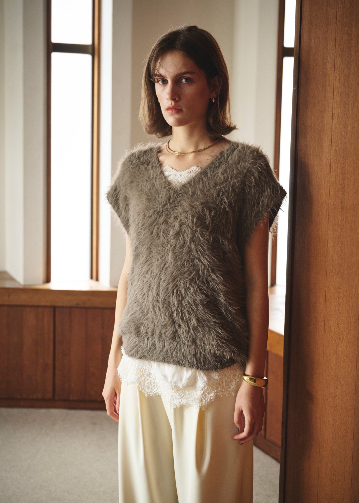 Feather V-Neck Vest