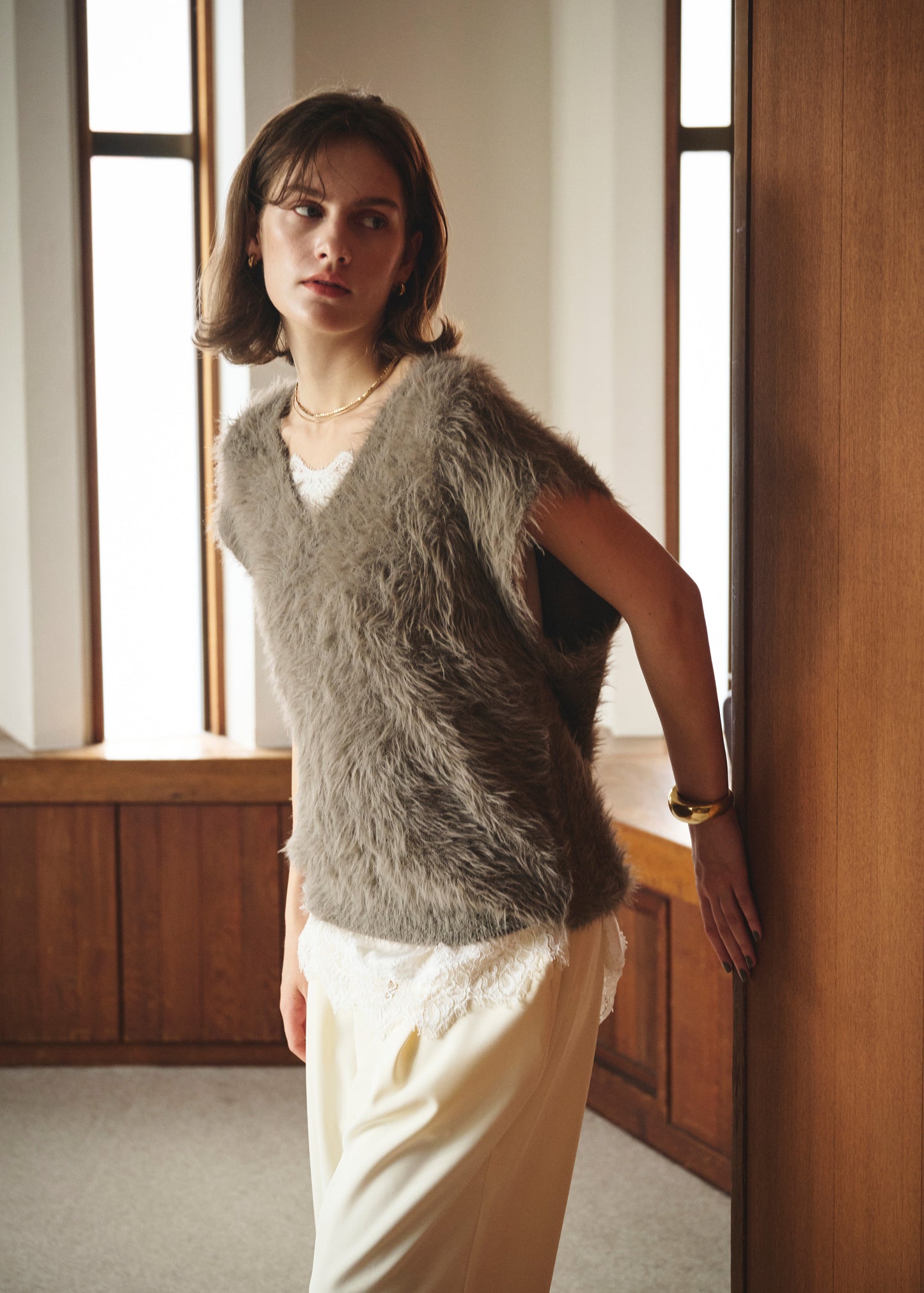 Feather V-Neck Vest