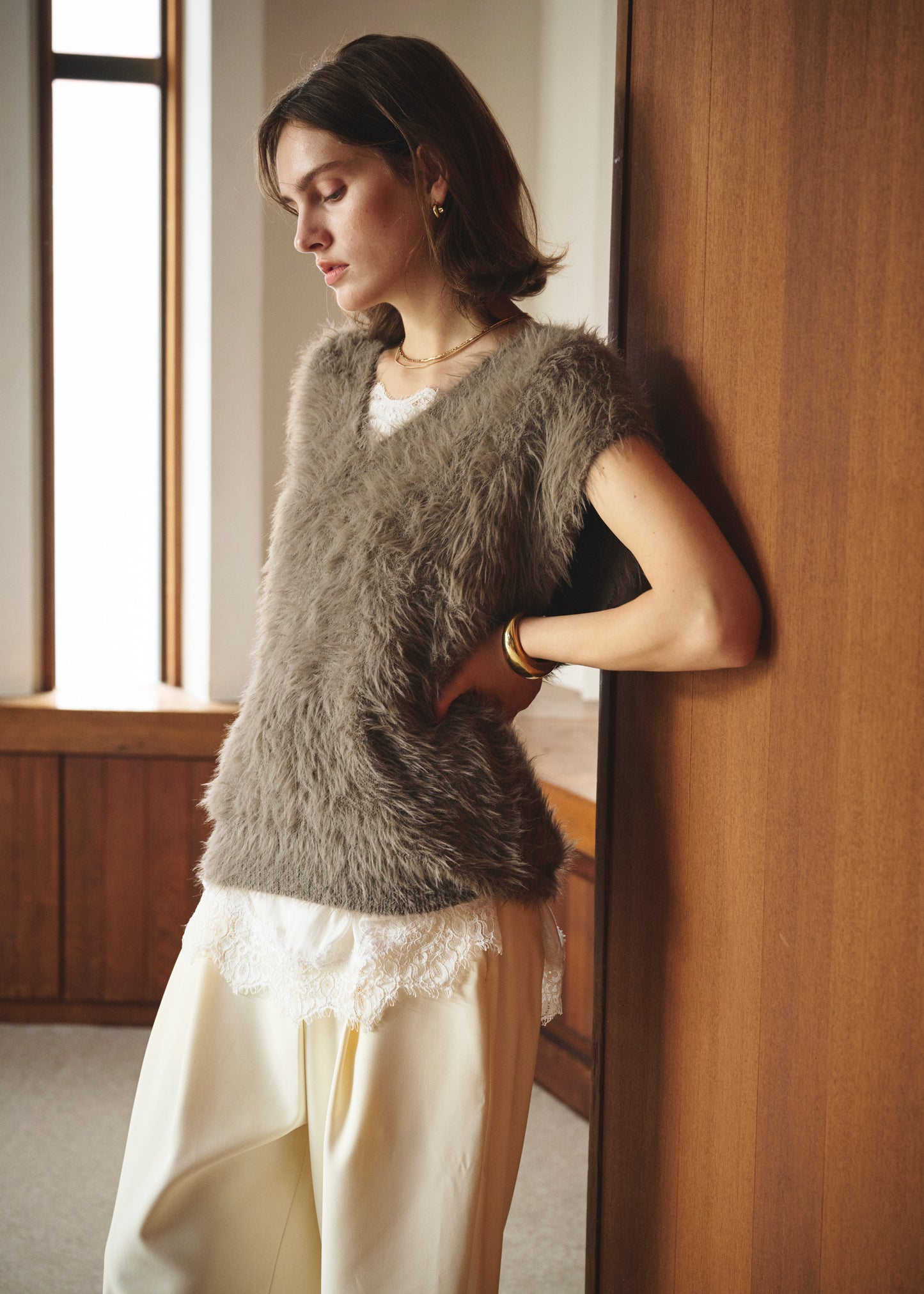 Feather V-Neck Vest