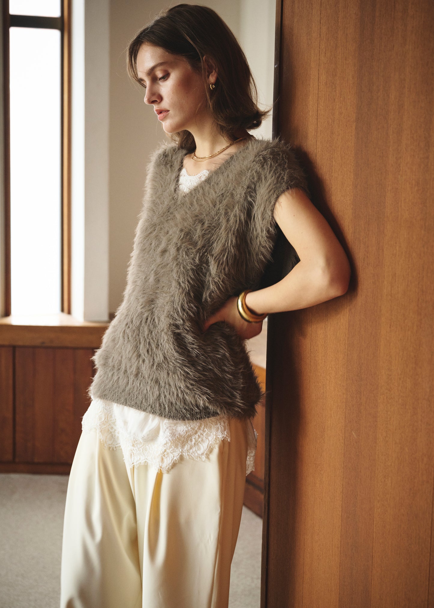 Feather V-Neck Vest