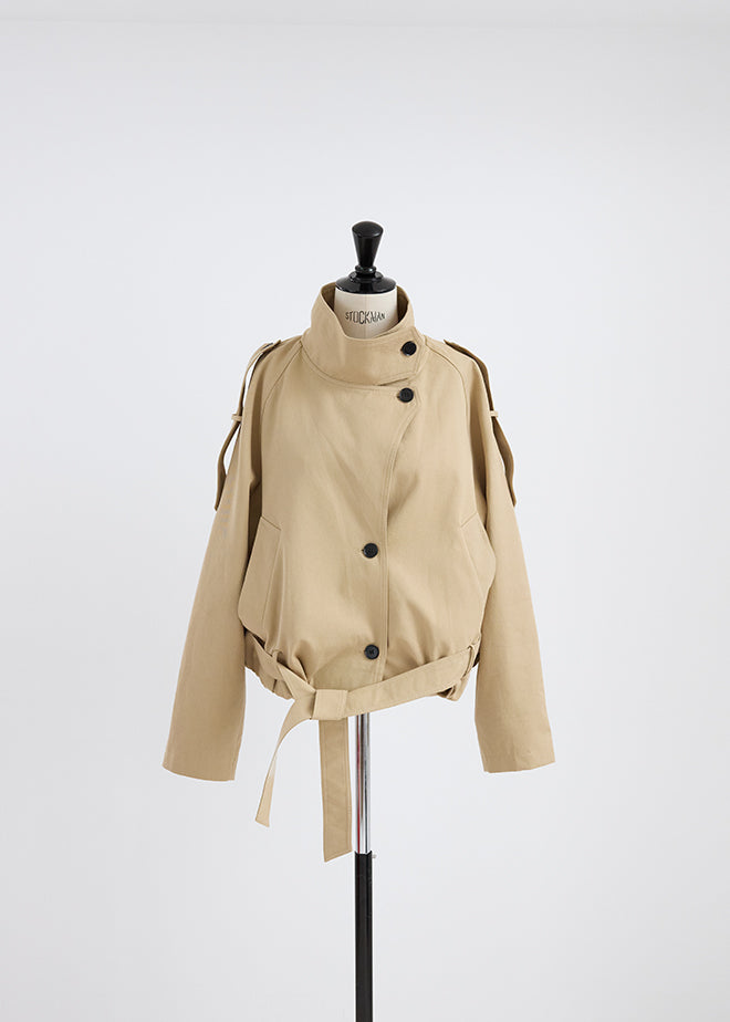 Stand Collar Belt Jacket