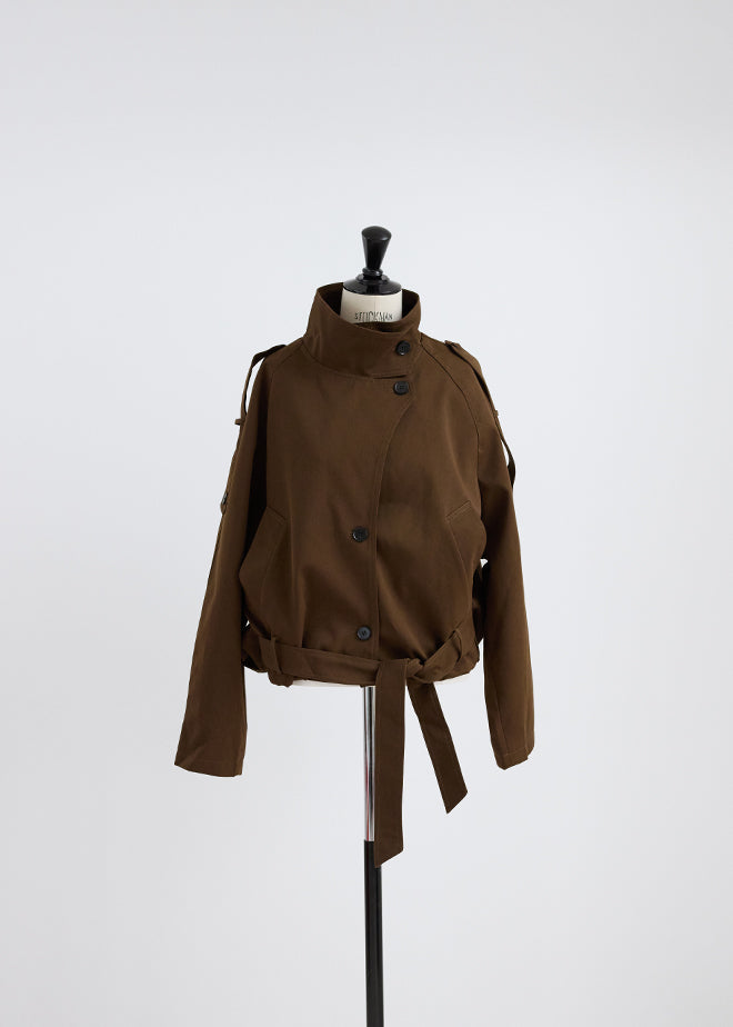 Stand Collar Belt Jacket