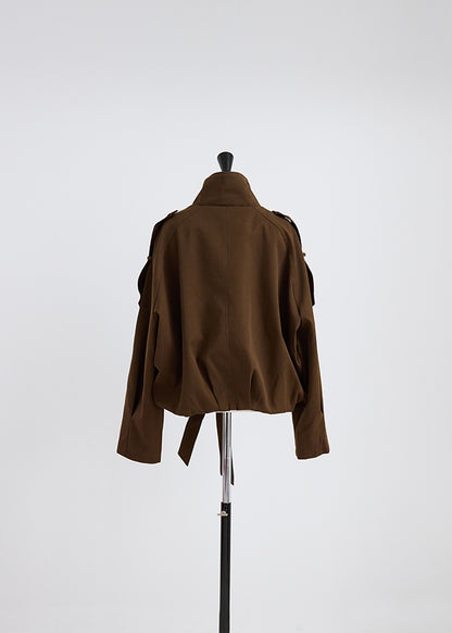 Stand Collar Belt Jacket