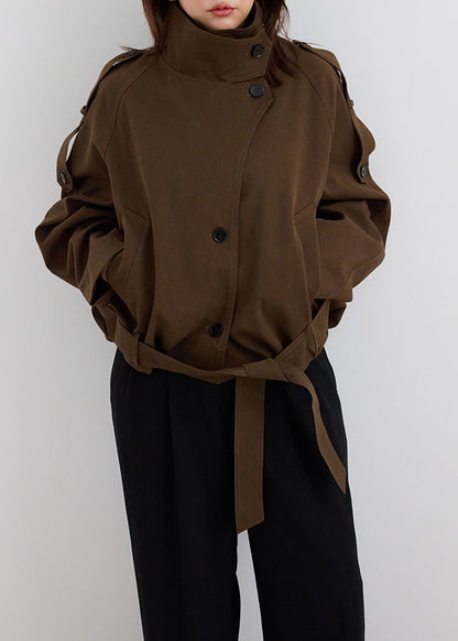 Stand Collar Belt Jacket
