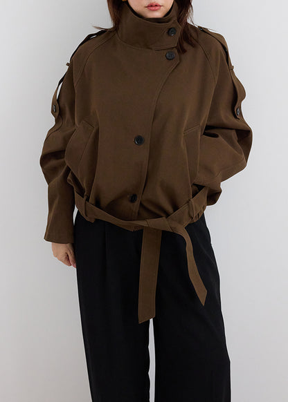 Stand Collar Belt Jacket