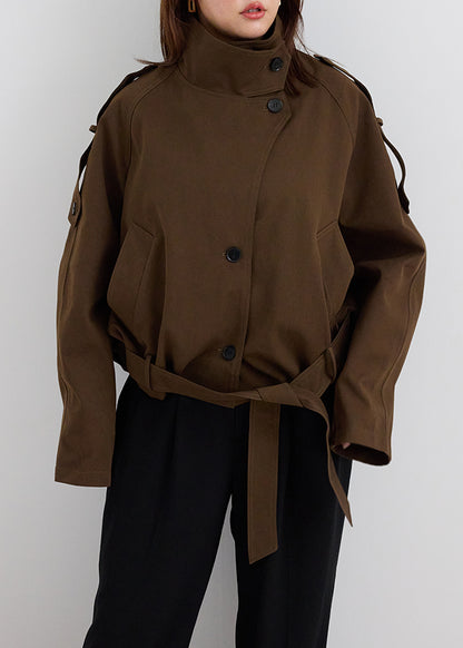 Stand Collar Belt Jacket